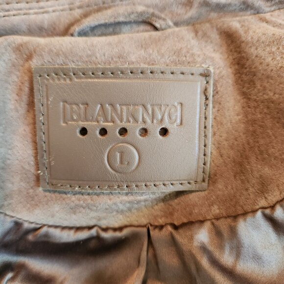Vintage BLANKNYC Suede Moto Jacket Large Sand Brown Genuine Leather Biker Style - Picture 5 of 6